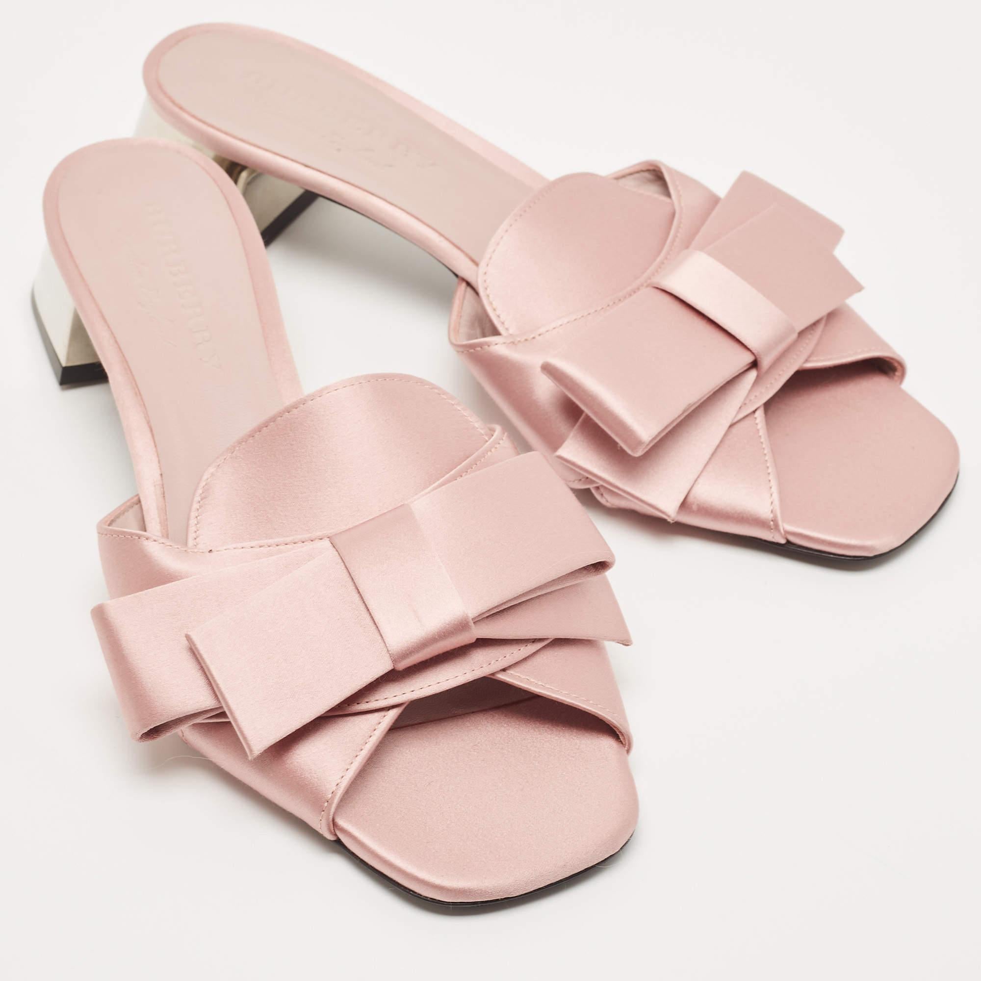 Burberry Pink Satin Bow Mules Size 41 1