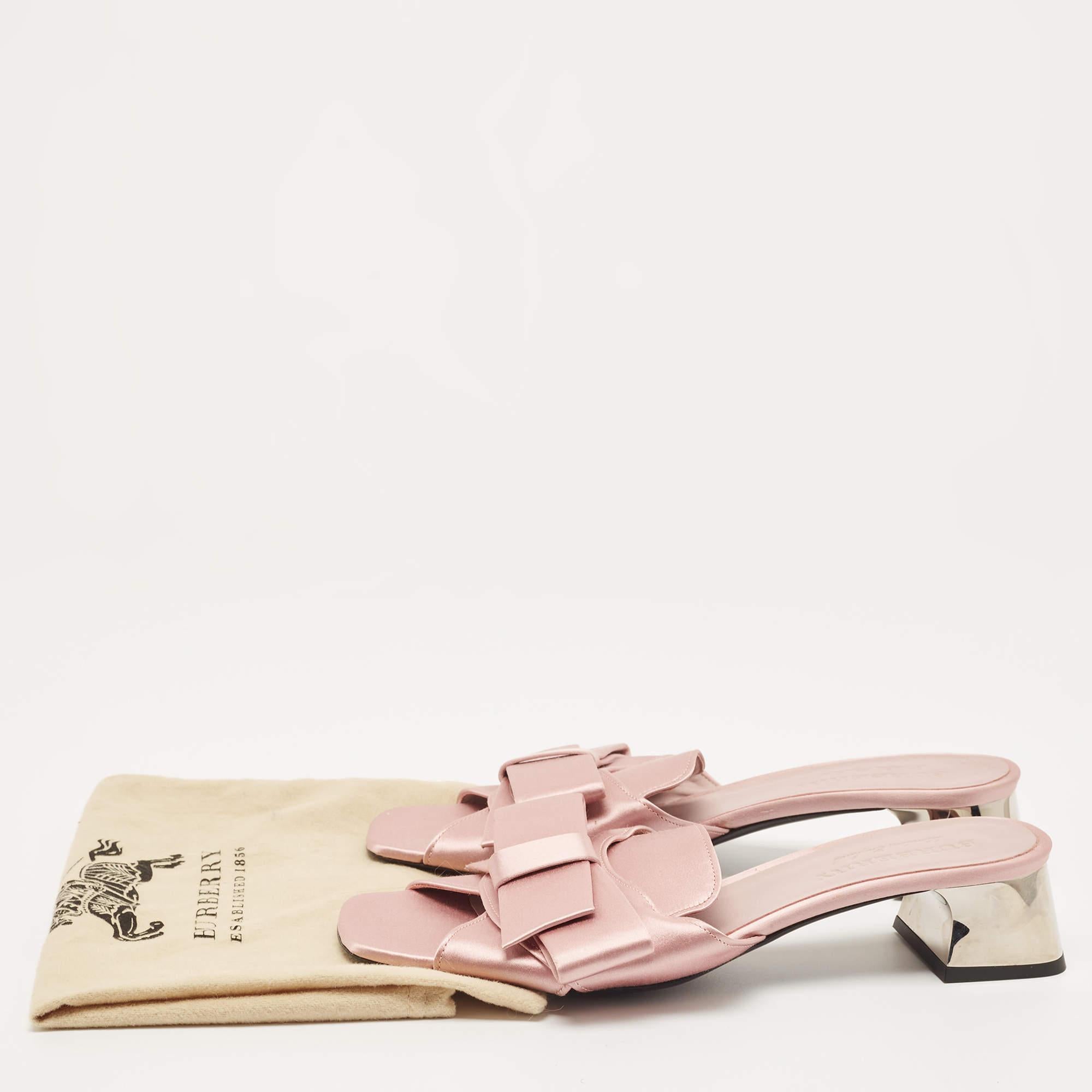 Burberry Pink Satin Bow Mules Size 41 4