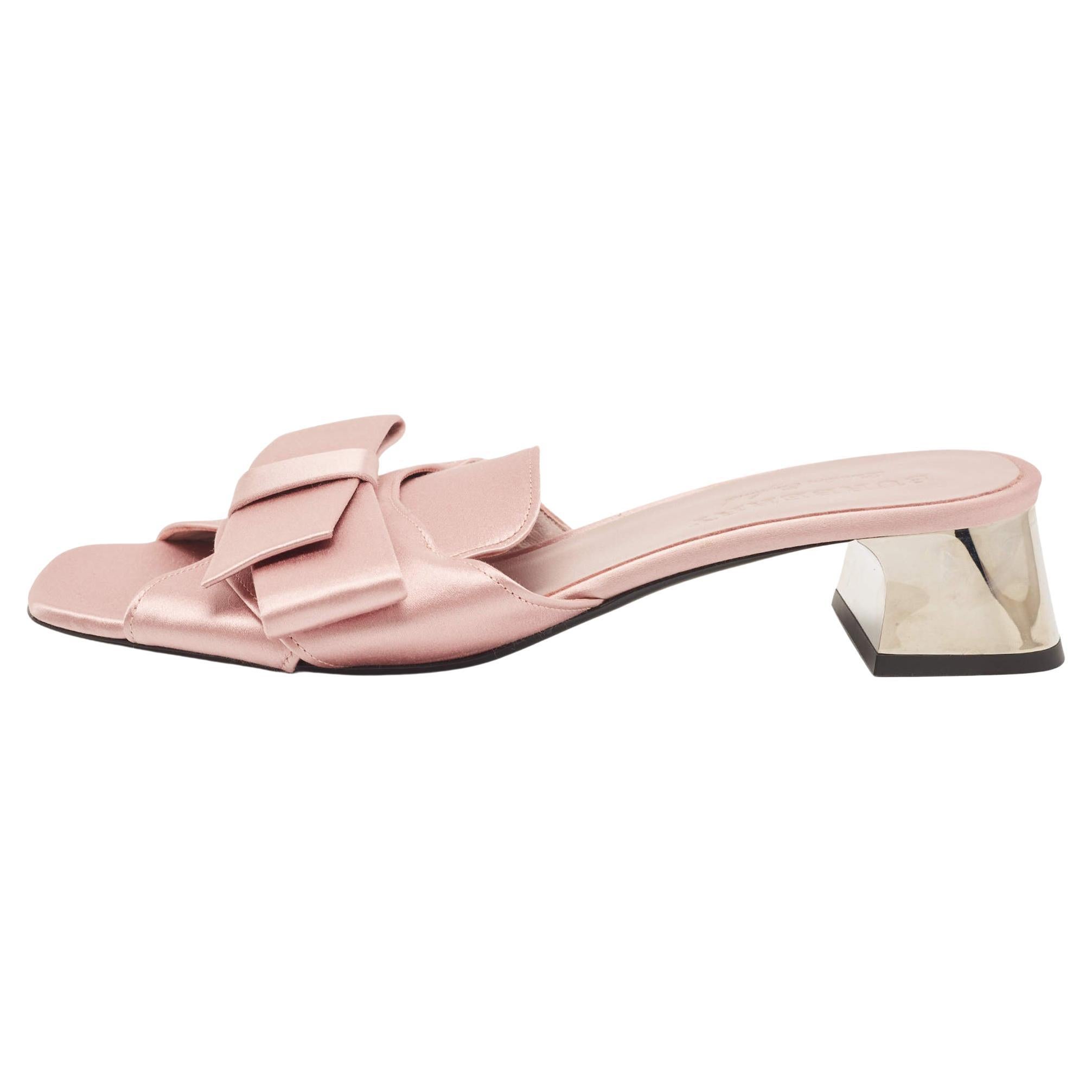 Burberry Pink Satin Bow Mules Size 41