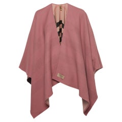 Burberry Pink Wool Reversible Poncho One Size