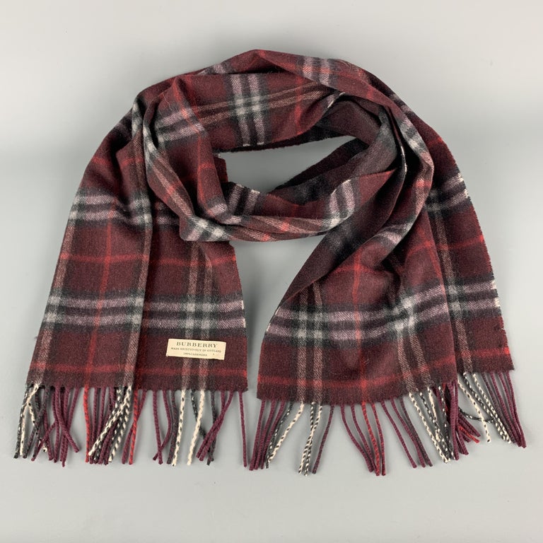 BURBERRY Plaid Burgundy Cashmere Scarf at 1stDibs | burgundy burberry scarf,  burberry burgundy scarf, burberry scarf burgundy