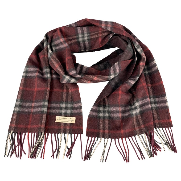 BURBERRY Plaid Burgundy Cashmere Scarf at 1stDibs burberry burgundy scarf