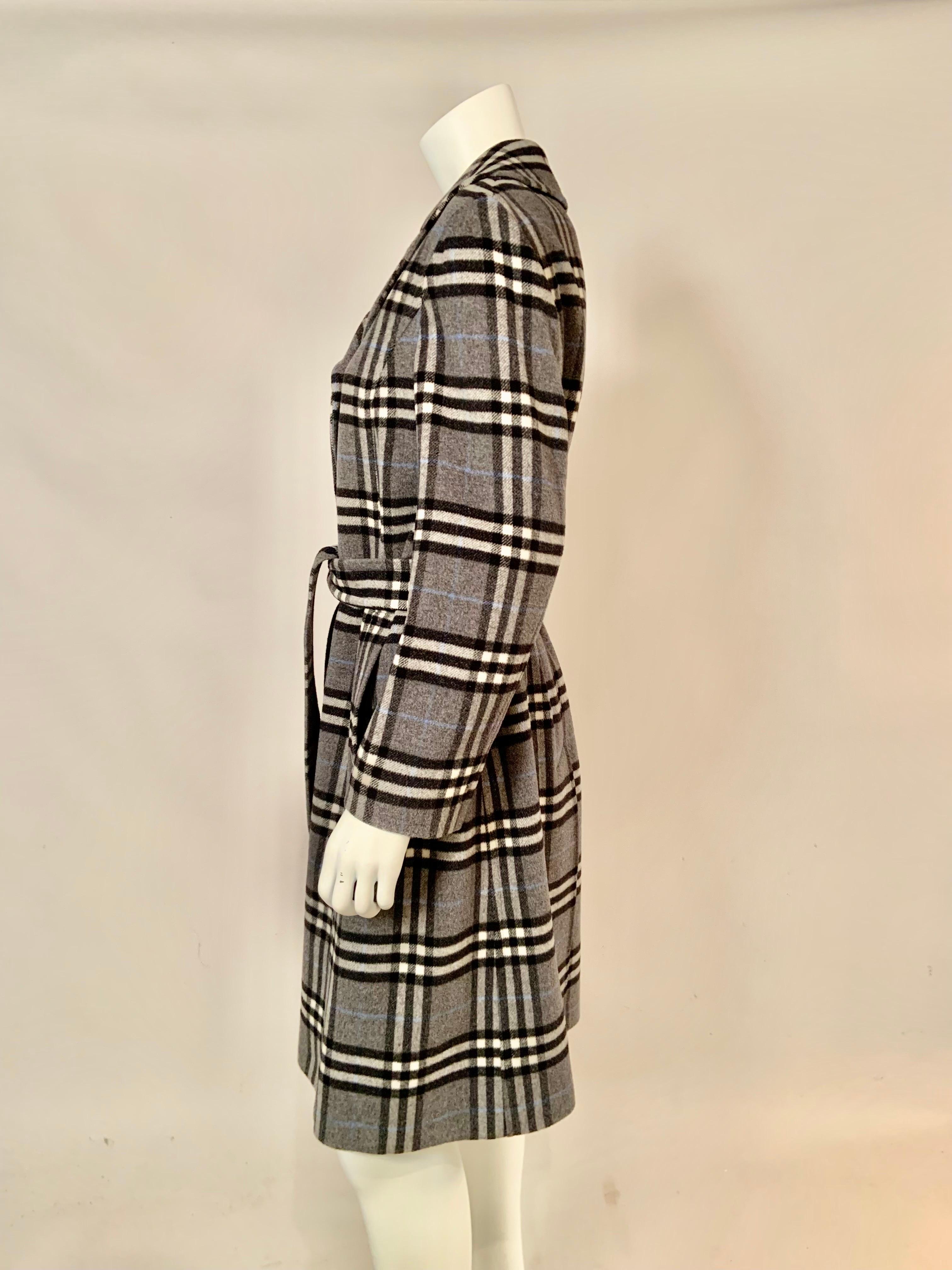 Burberry Plaid Cashmere and Wool Blend Coat and Belt For Sale 1