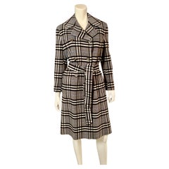 Burberry Plaid Cashmere and Wool Blend Coat and Belt