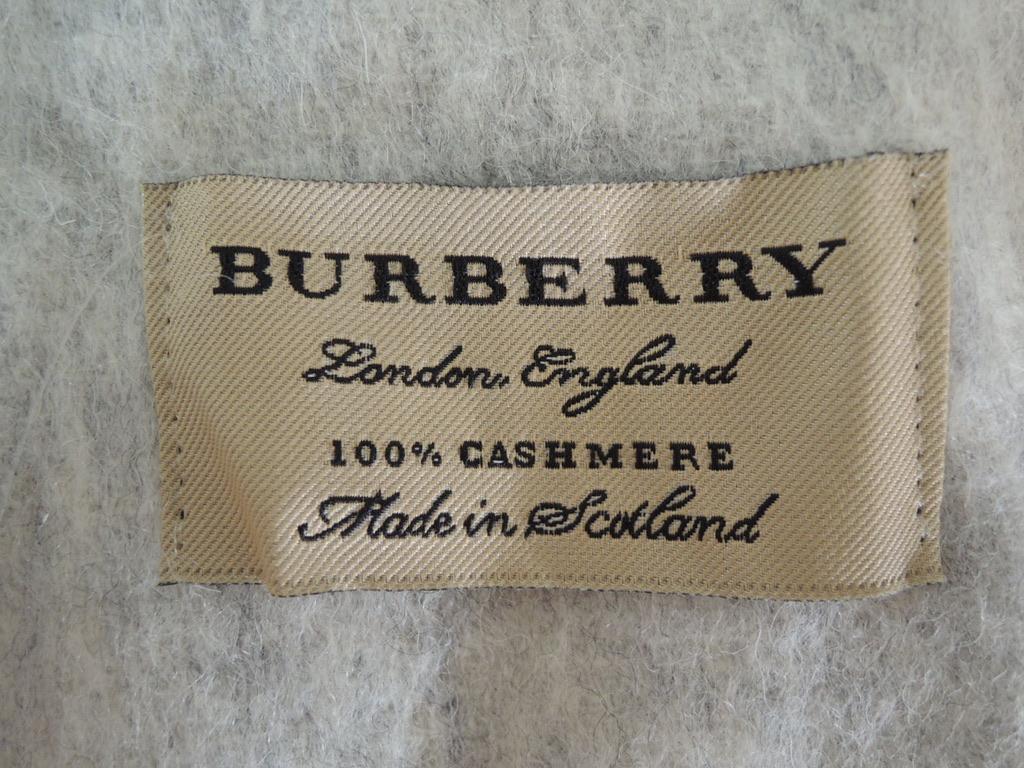 Gray Burberry Plaid Cashmere Shawl Wrap  For Sale