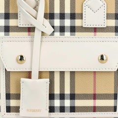 Burberry Plaid Check Canvas Tote Bag — Beige