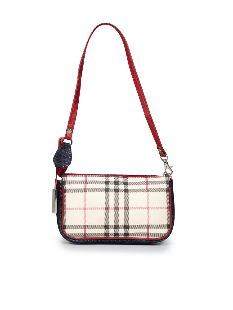 Beige Burberry Plaid Print Mini Shoulder Bag