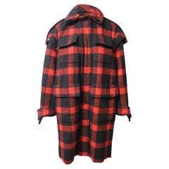 Burberry-Wintermantel mit Karomuster aus roter Wolle