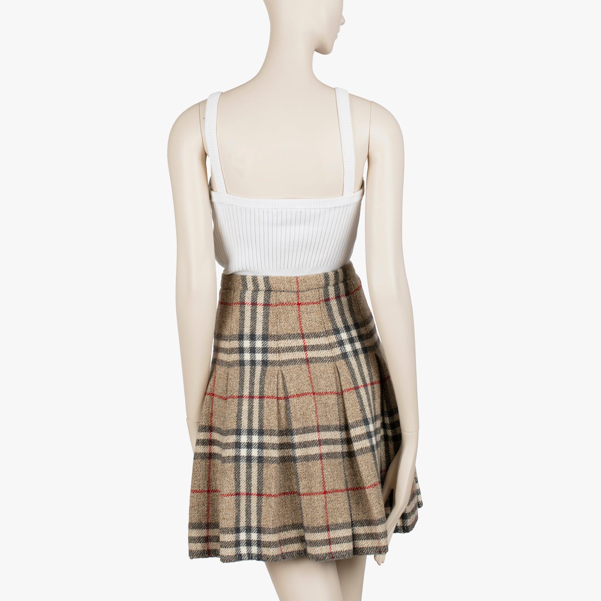 Beige Gonna a pieghe in lana beige di Burberry - Taglia 38 IT in vendita