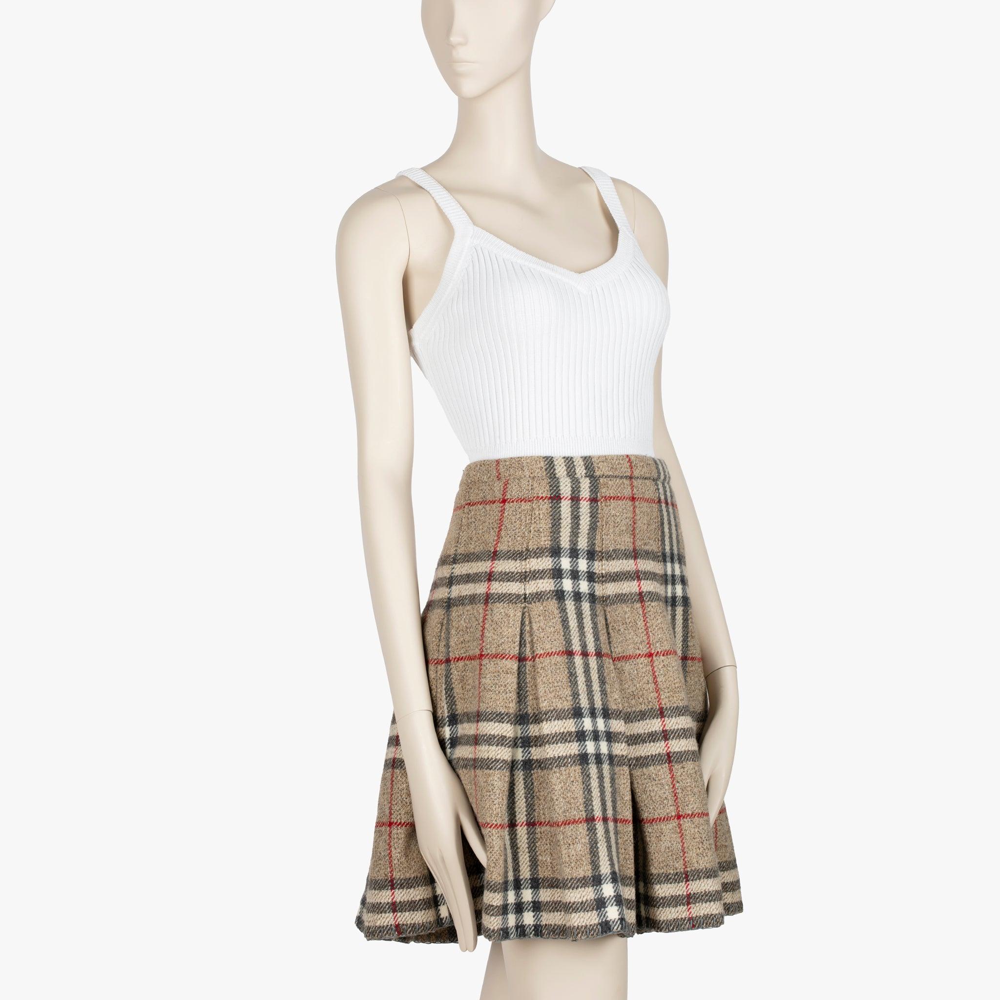 Gonna a pieghe in lana beige di Burberry - Taglia 38 IT In condizioni buone in vendita a Sydney, New South Wales