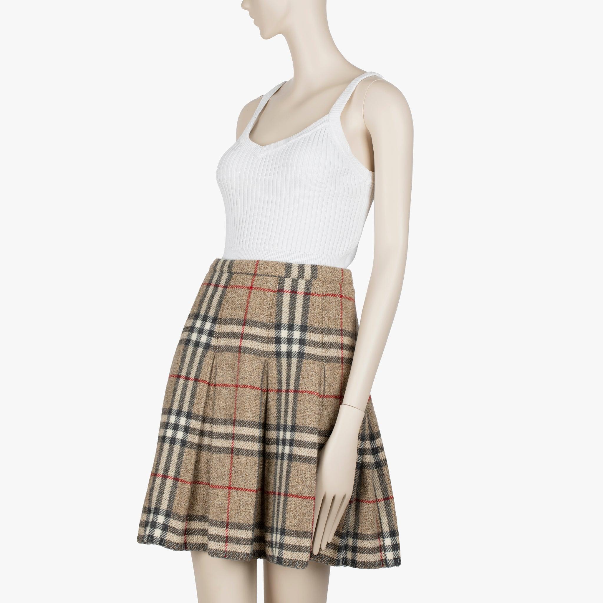 Gonna a pieghe in lana beige di Burberry - Taglia 38 IT in vendita 1