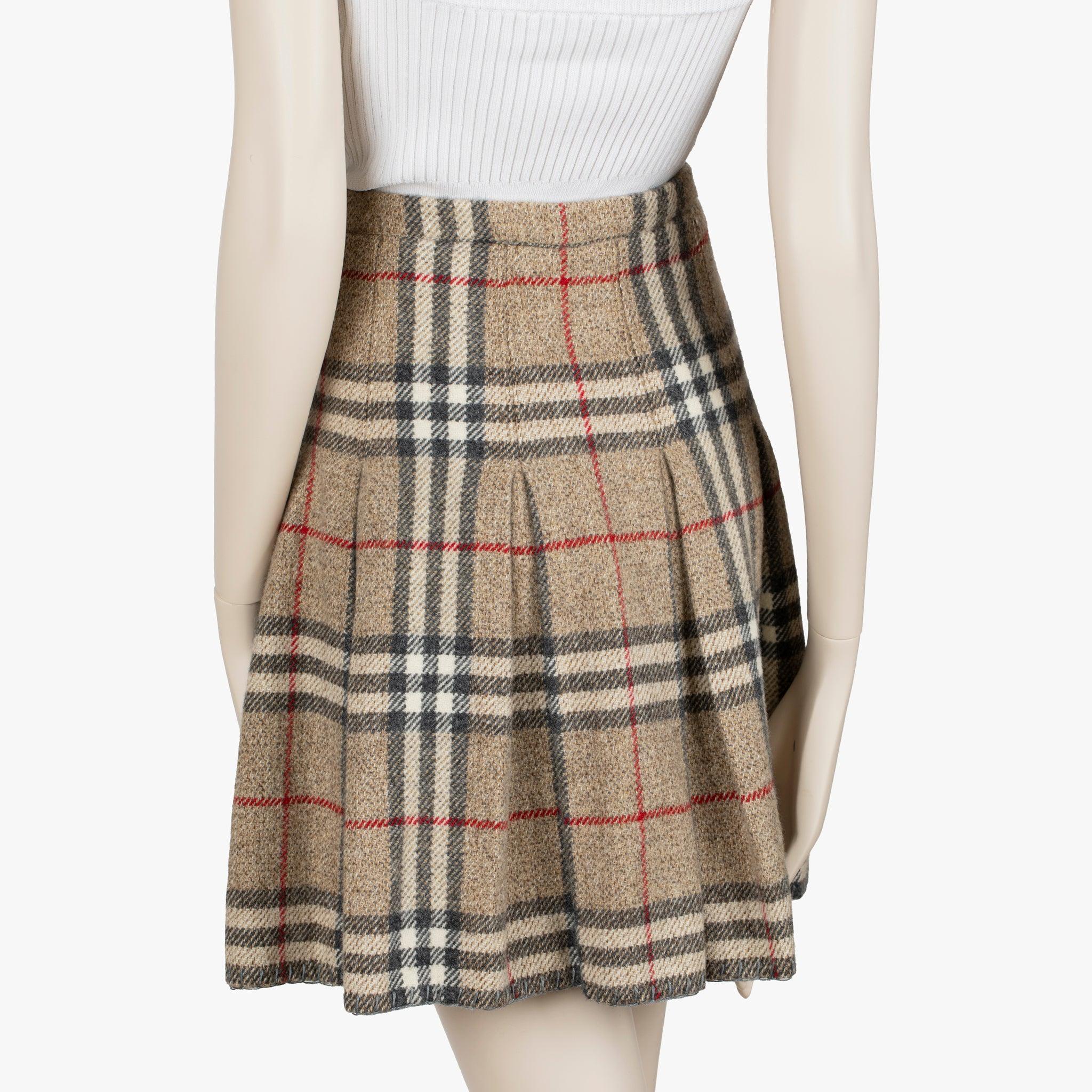 Gonna a pieghe in lana beige di Burberry - Taglia 38 IT in vendita 3