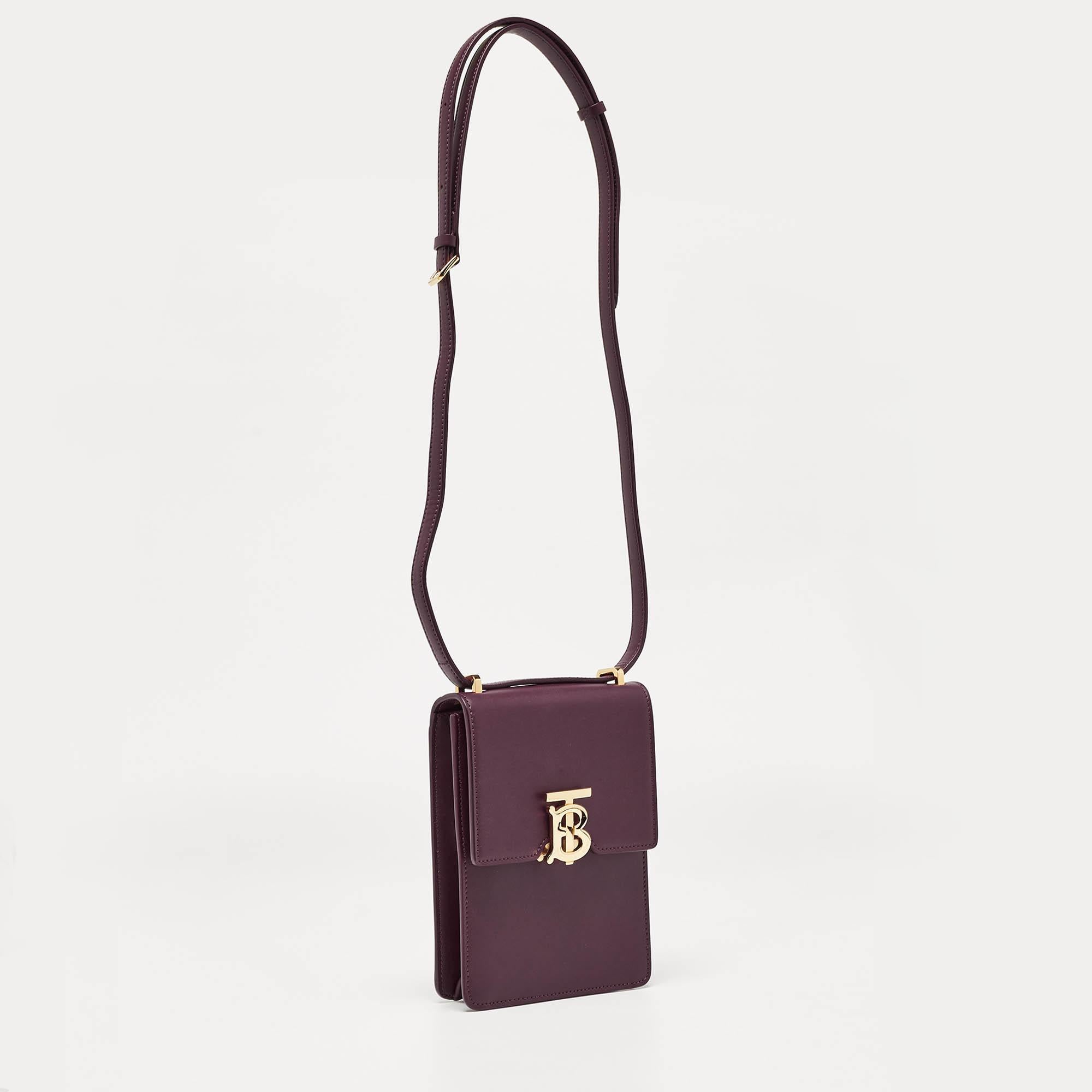 Black Burberry Plum Leather Robin Crossbody Bag For Sale