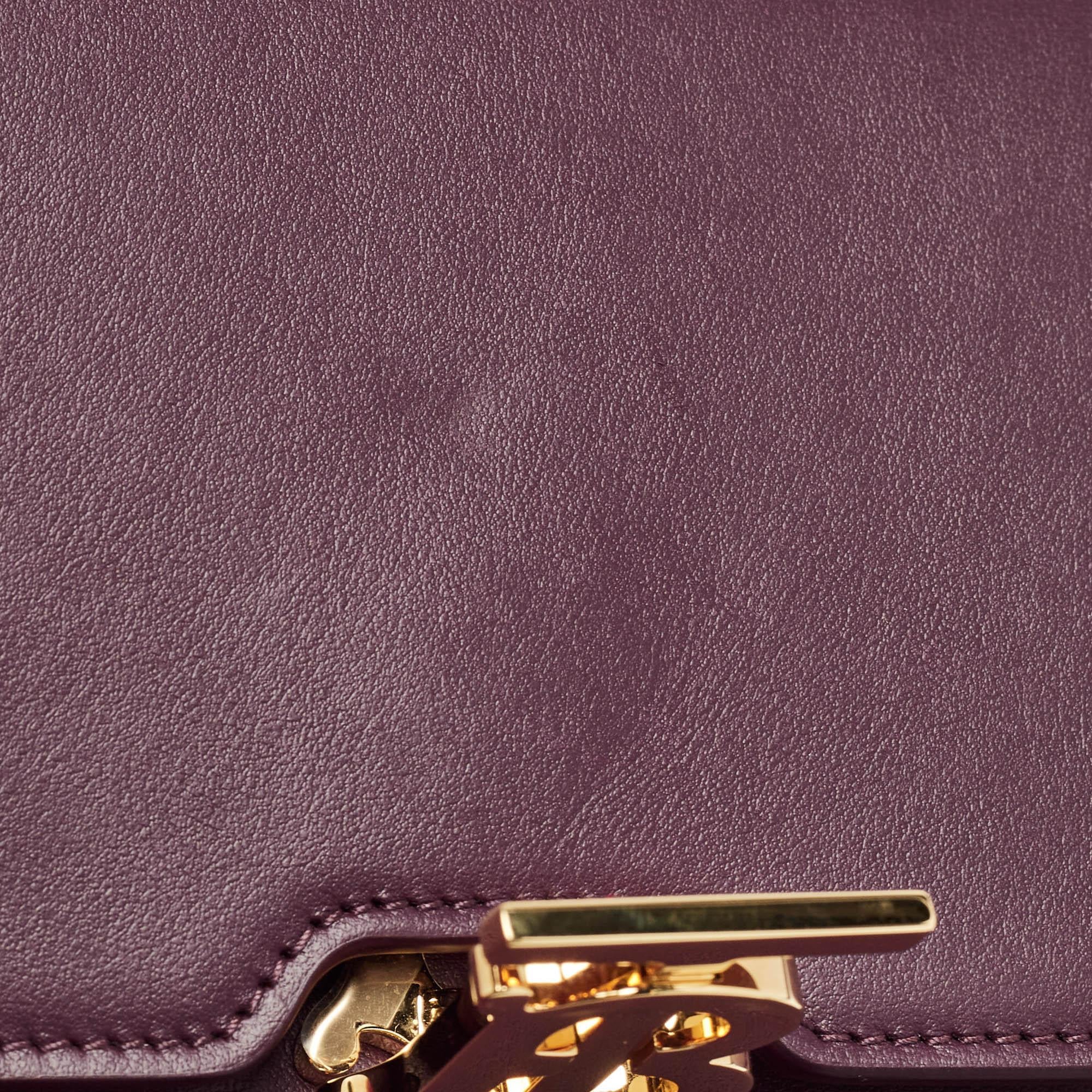 Burberry Plum Leather Robin Crossbody Bag For Sale 3