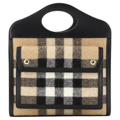Burberry Pocket Tote Check Cashmere with Leather Mini