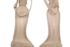 Burberry Polesden 120 Plateau-Sandalen mit Schnürung aus nudefarbenem Wildleder