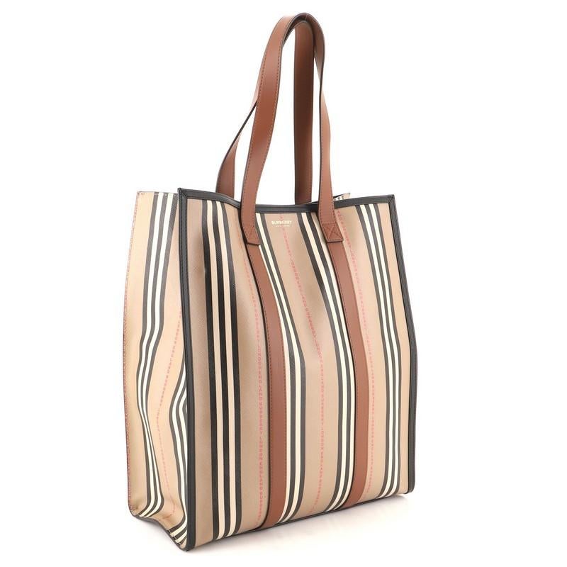 Brown Burberry Portrait Tote Icon Stripe E-Canvas Medium