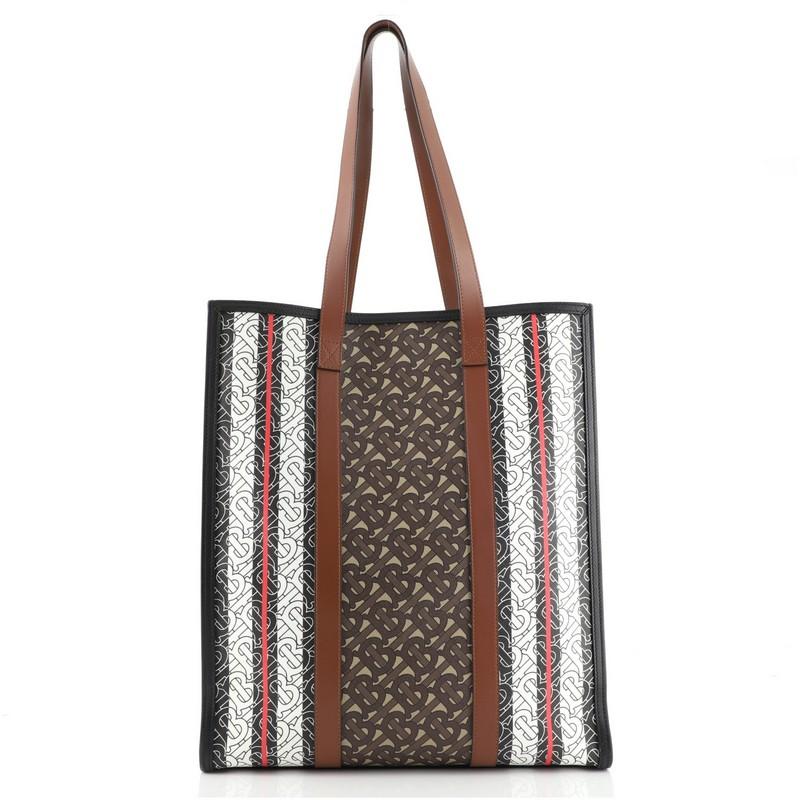 Black Burberry Portrait Tote Monogram E-Canvas Medium