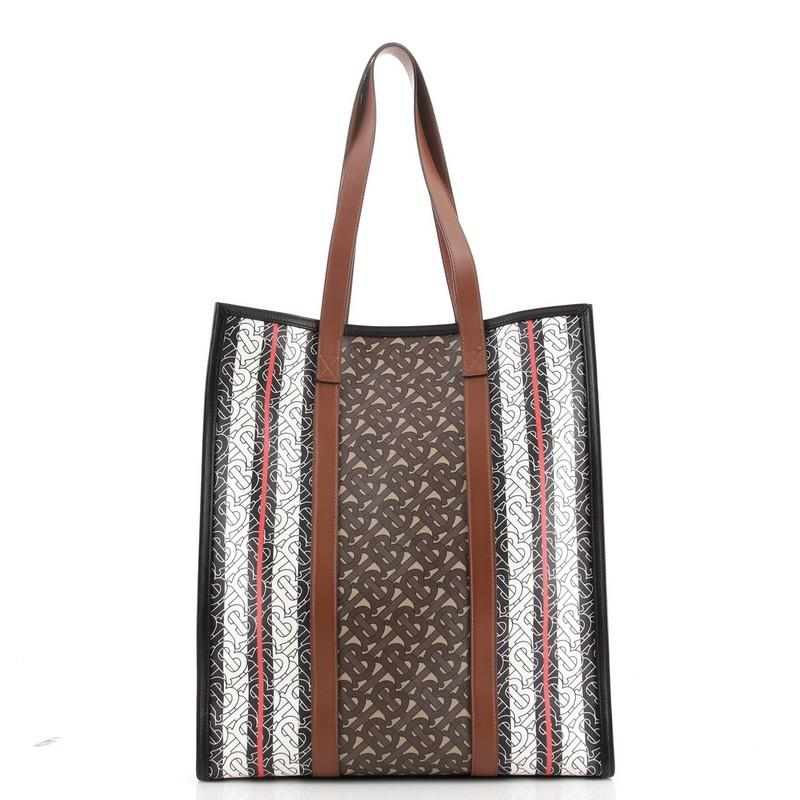 Gray Burberry Portrait Tote Monogram E-Canvas Medium