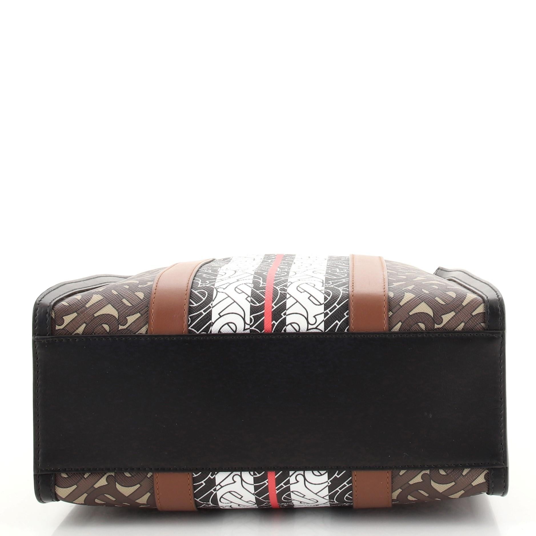 Brown Burberry Portrait Tote Monogram E-Canvas Small