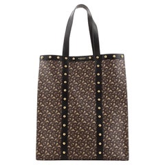  Burberry Portrait Tote Monogram Print E-Canvas with Studded Leather Medi