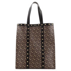 Burberry Portrait Tote Monogram Print E-Canvas with Studded Leather Medi