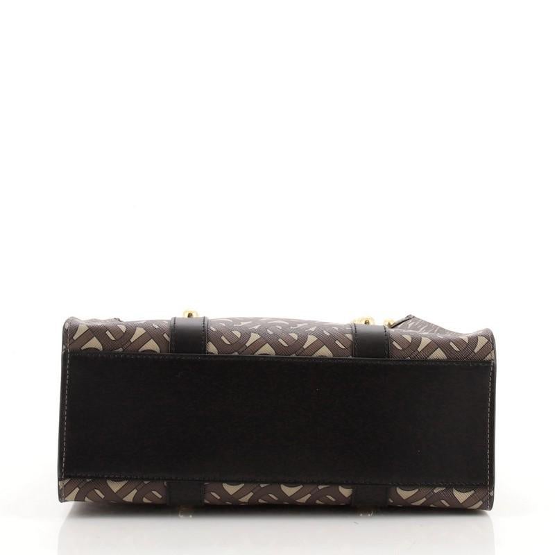 Black Burberry Portrait Tote Monogram Print E-Canvas with Studded Leather Small