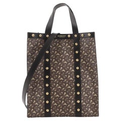 Burberry Portrait Tote Monogram Print E-Canvas with Studded Leather Small