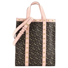Burberry Portrait Tote Monogram Print E-Canvas with Studded Leather Small