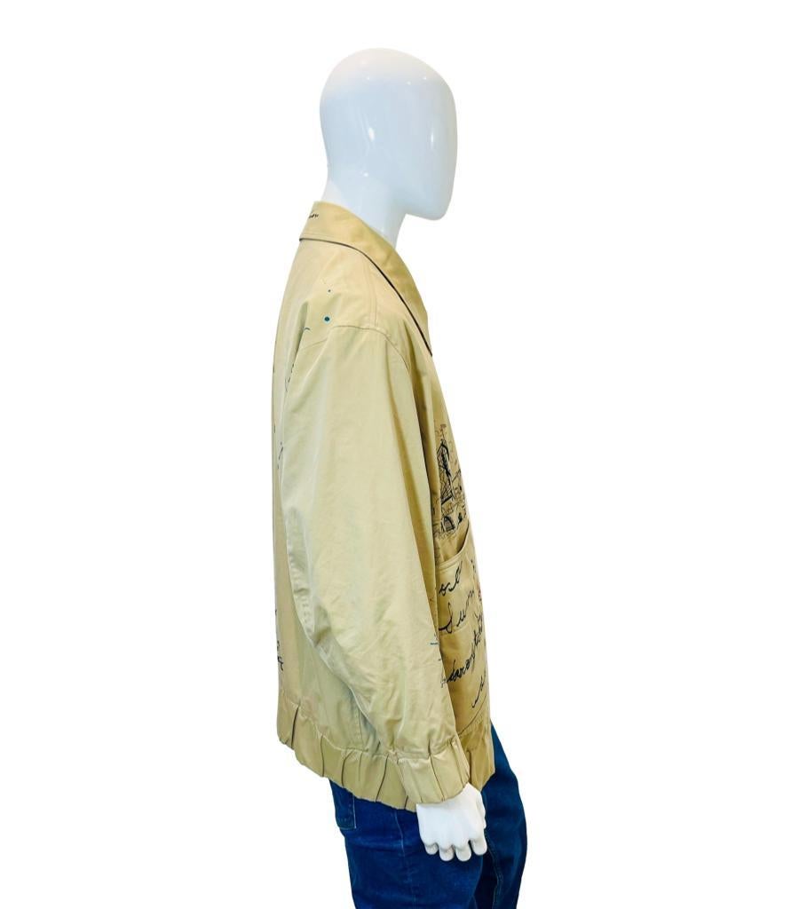 Beige Burberry Postcard Print Cotton Harrington Jacket