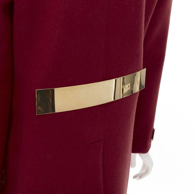 BURBERRY PROPRSUM 90% cashmere blend red gold metal bar coat IT38 XS For Sale 5