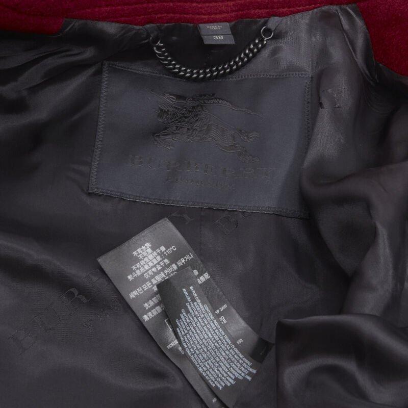 BURBERRY PROPRSUM 90% cashmere blend red gold metal bar coat IT38 XS For Sale 6
