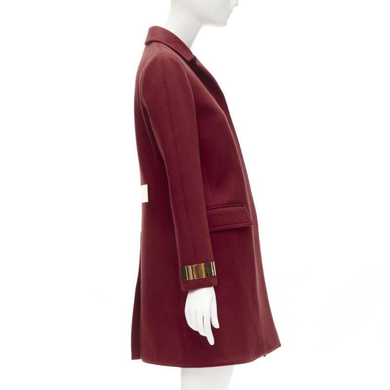 Women's BURBERRY PROPRSUM 90% cashmere blend red gold metal bar coat IT38 XS For Sale