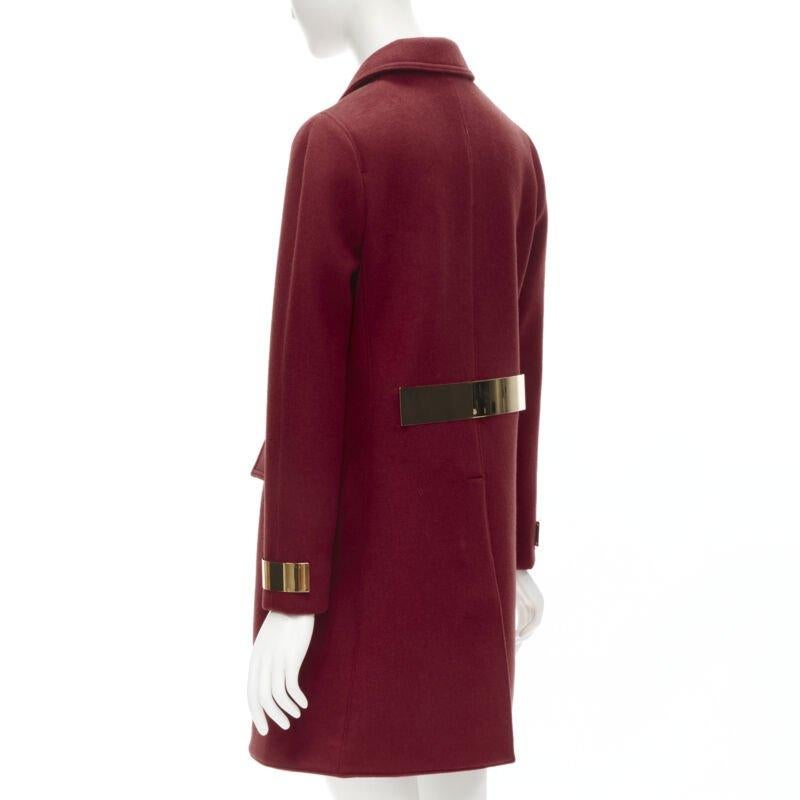 BURBERRY PROPRSUM 90% cashmere blend red gold metal bar coat IT38 XS For Sale 1