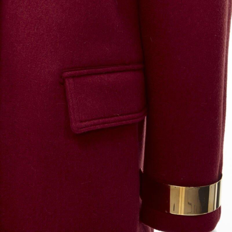 BURBERRY PROPRSUM 90% cashmere blend red gold metal bar coat IT38 XS For Sale 3