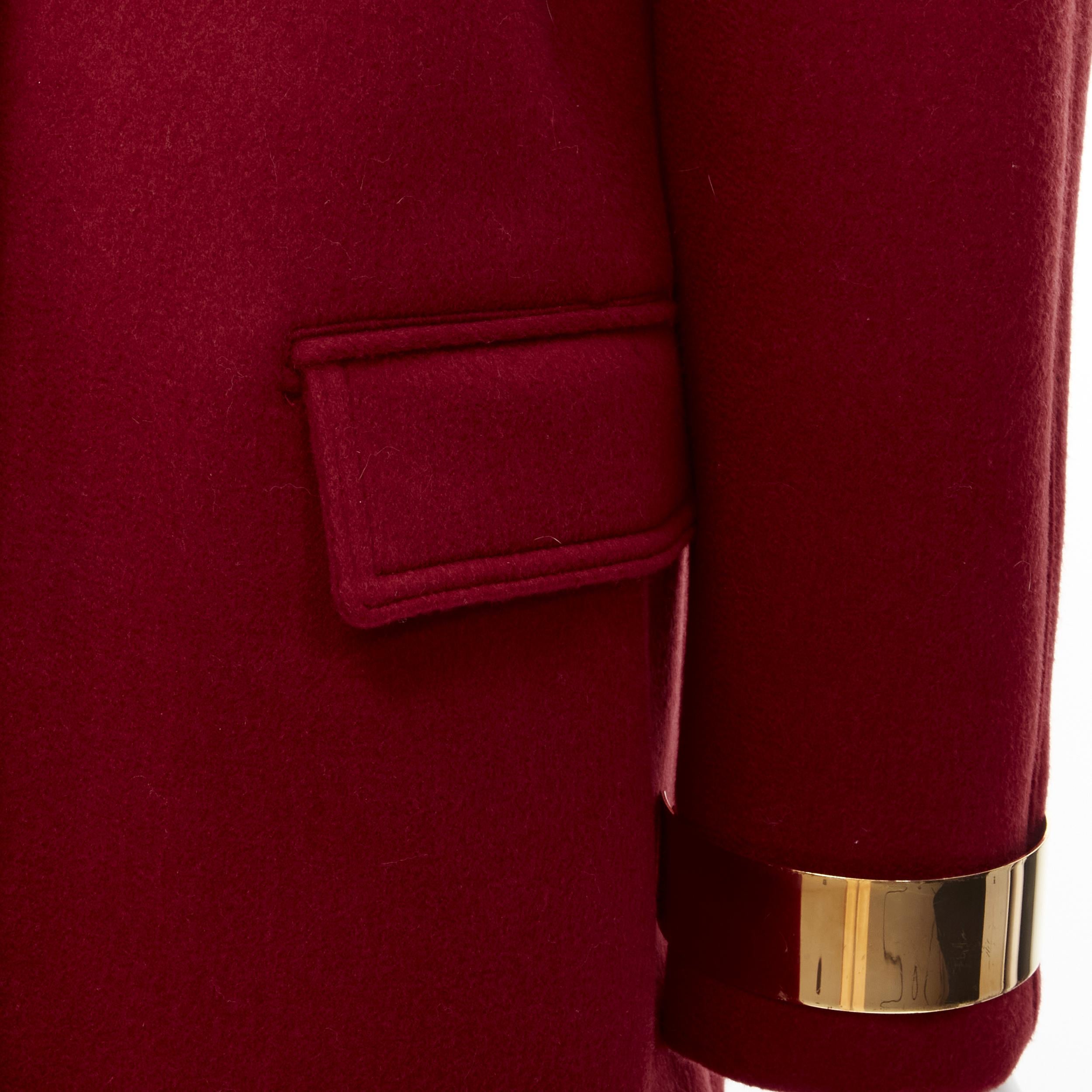 BURBERRY PROPRSUM Manteau bar en cachemire mélangé rouge et or 90 %, taille IT 38 XS en vente 3