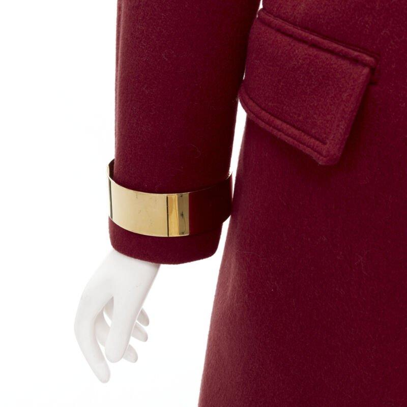 BURBERRY PROPRSUM 90% cashmere blend red gold metal bar coat IT38 XS For Sale 4