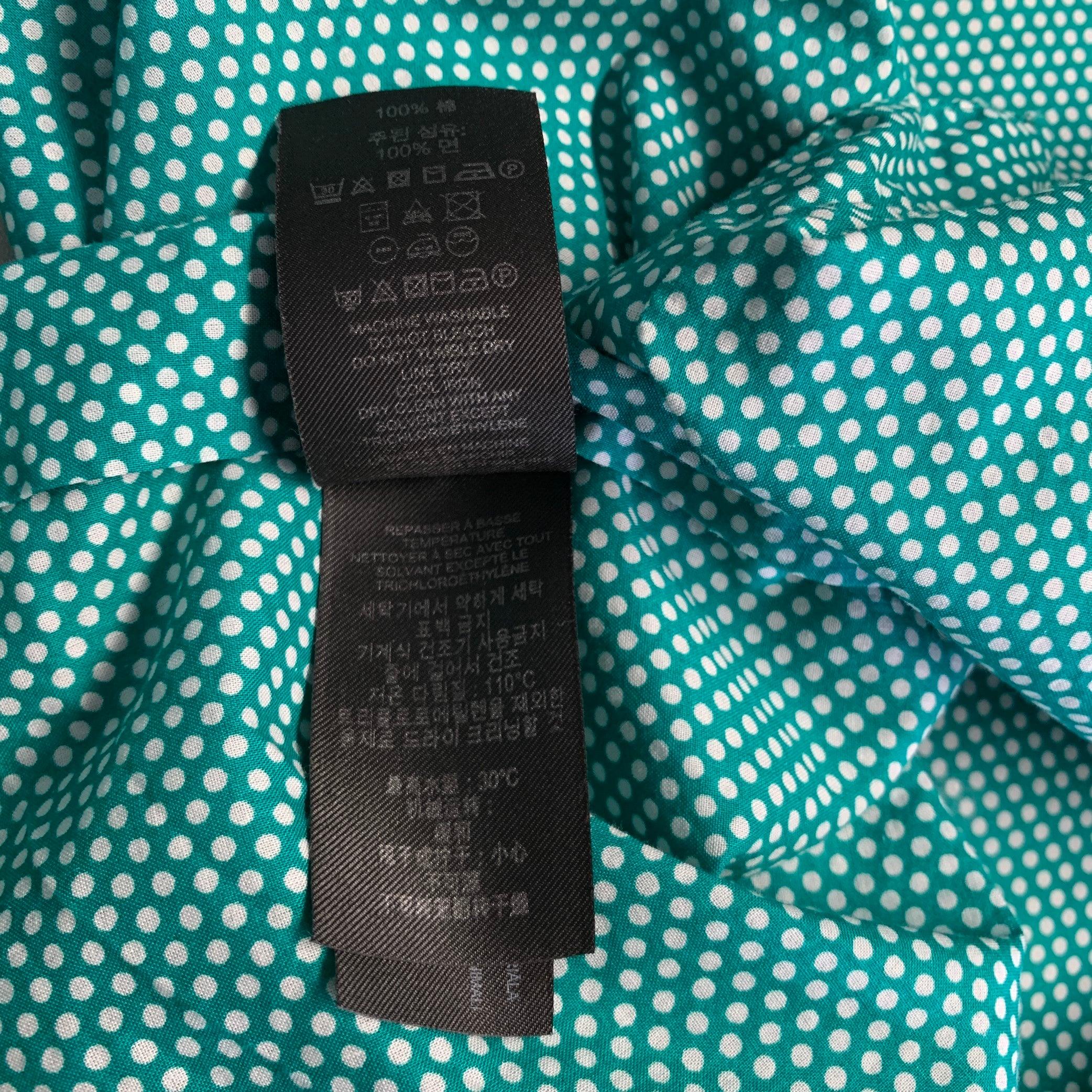 BURBERRY PRORSUM 2011 Size S Green White Polka Dot Cotton Long Sleeve Shirt For Sale 2
