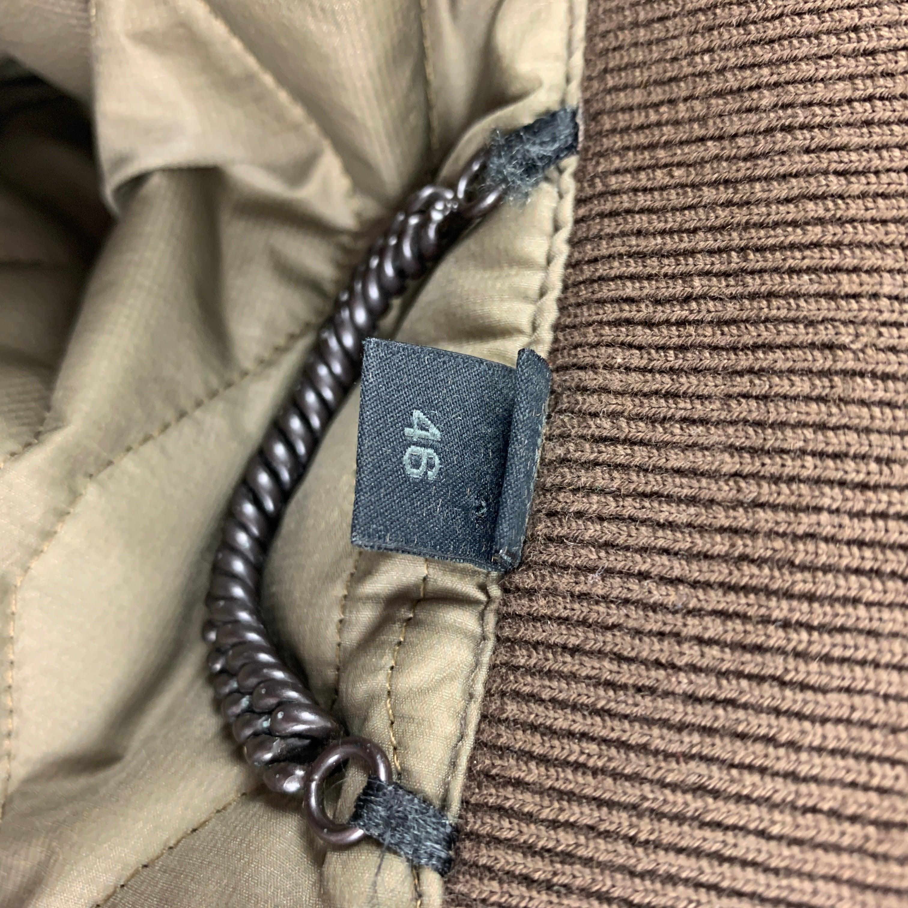 BURBERRY PRORSUM 2013 Size S Taupe & Brown Nylon Bomber Jacket For Sale 2