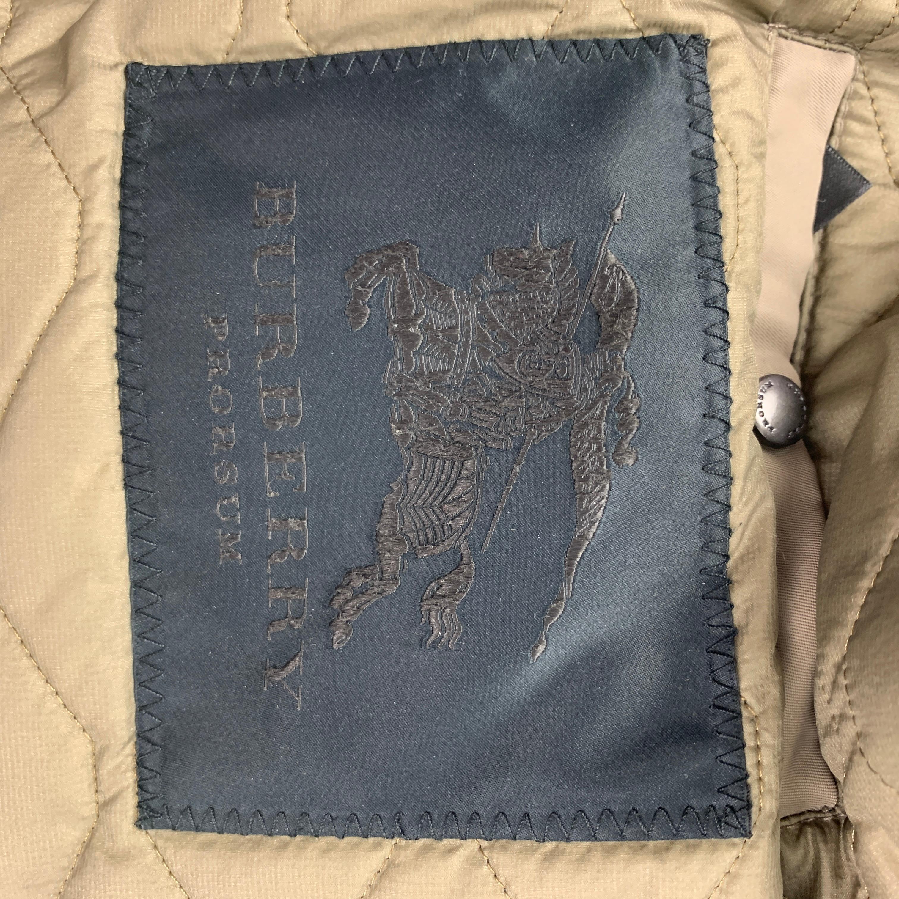 BURBERRY PRORSUM 2013 Size S Taupe & Brown Nylon Bomber Jacket In Good Condition In San Francisco, CA