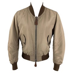 Burberry Prorsum 2013 Taille S Veste bombardier en nylon taupe et Brown