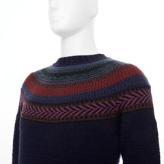 BURBERRY PRORSUM 2014 Runway geometric Fair Isle yoke lambswool knit sweater M
