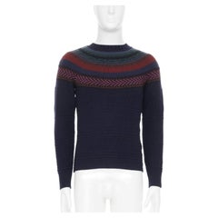 BURBERRY PRORSUM 2014 Runway geometric Fair Isle yoke lambswool knit sweater M