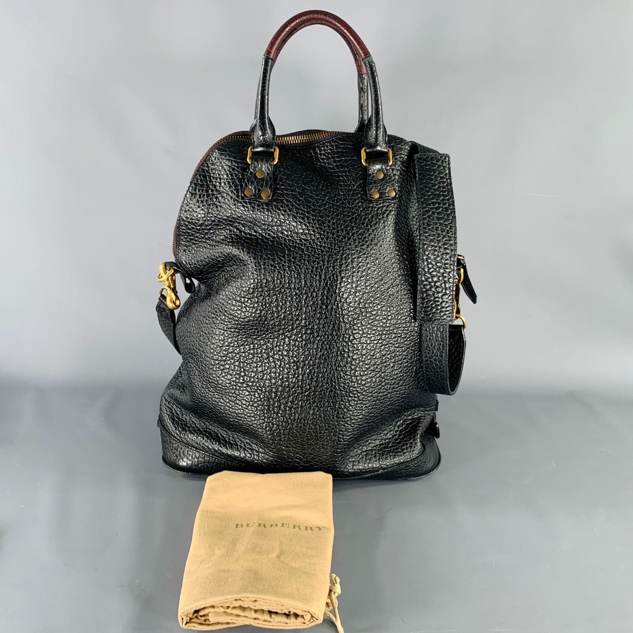BURBERRY PRORSUM 2014 -St Ives-  Black Burgundy Color Block Leather Bag 5