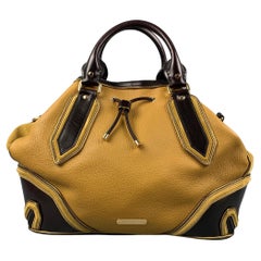 BURBERRY PRORSUM Amber Dark Brown Earlsburn Leather Satchel Bag