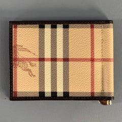 BURBERRY PRORSUM Beige-braun kariertes Kieselsteinleder Portemonnaie