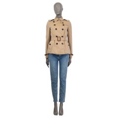 BURBERRY PRORSUM beige cotton LEATHER TRIM TRENCH Jacket 8 S