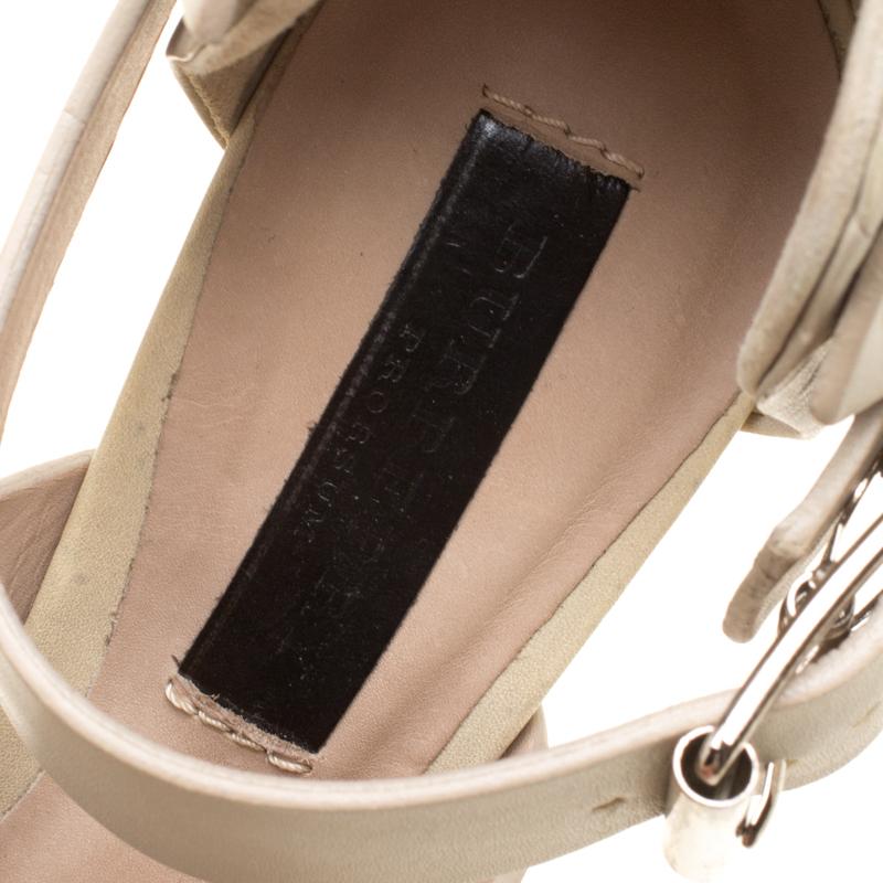 Burberry Prorsum Beige Leather Strappy Platform Sandals Size 37 3