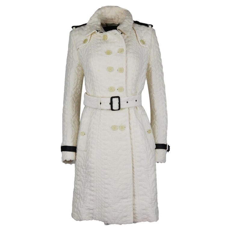 Burberry Prorsum Belted Double Breasted Boucle Wool Blend Trench Coat It 44  Uk For Sale at 1stDibs