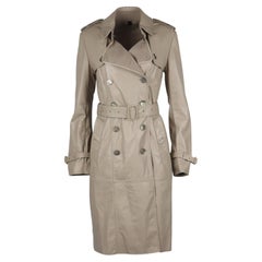 Burberry Prorsum Belted Double Breasted Leather Trench Coat It 44 Uk 12